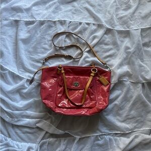 Coach Leah Patent Leather Signature Bucket Bag Tote
